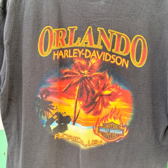 Vintage HARLEY DAVIDSON ORLANDO Flames T shirt Men LARGE  palm tree - Picture 6 of 6